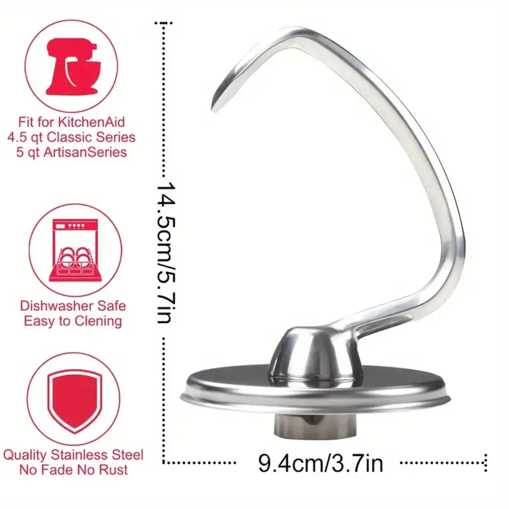 Stainless Steel Dough Hook for Tilt-Head Stand Mixers