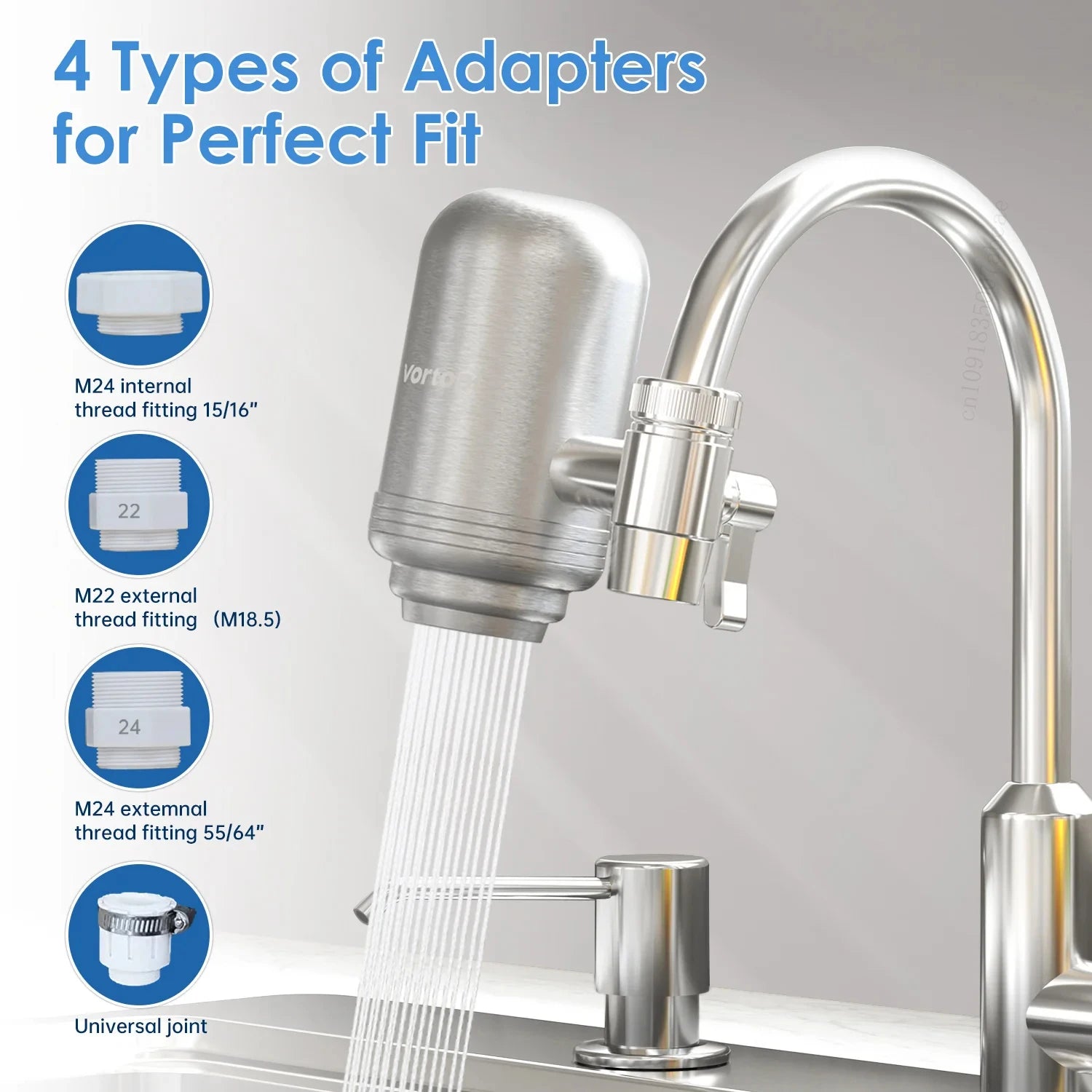 Stainless Steel Faucet Water Filter Purifier System - 5