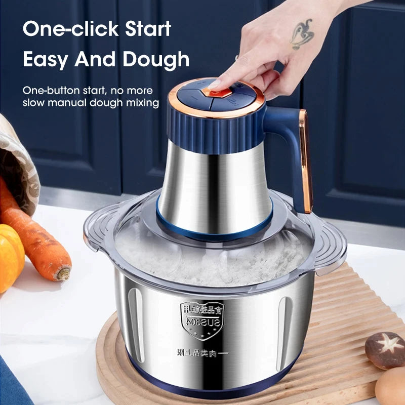 5L Electric Stainless Steel Food Processor and Meat Grinder