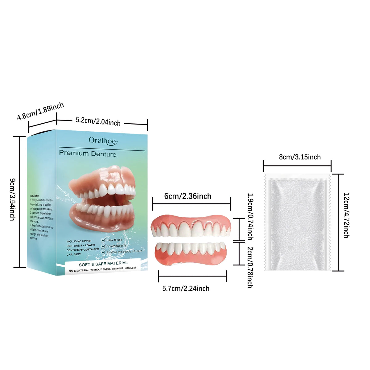 Temporary Silicone Cosmetic Denture Set for Smile Improvement