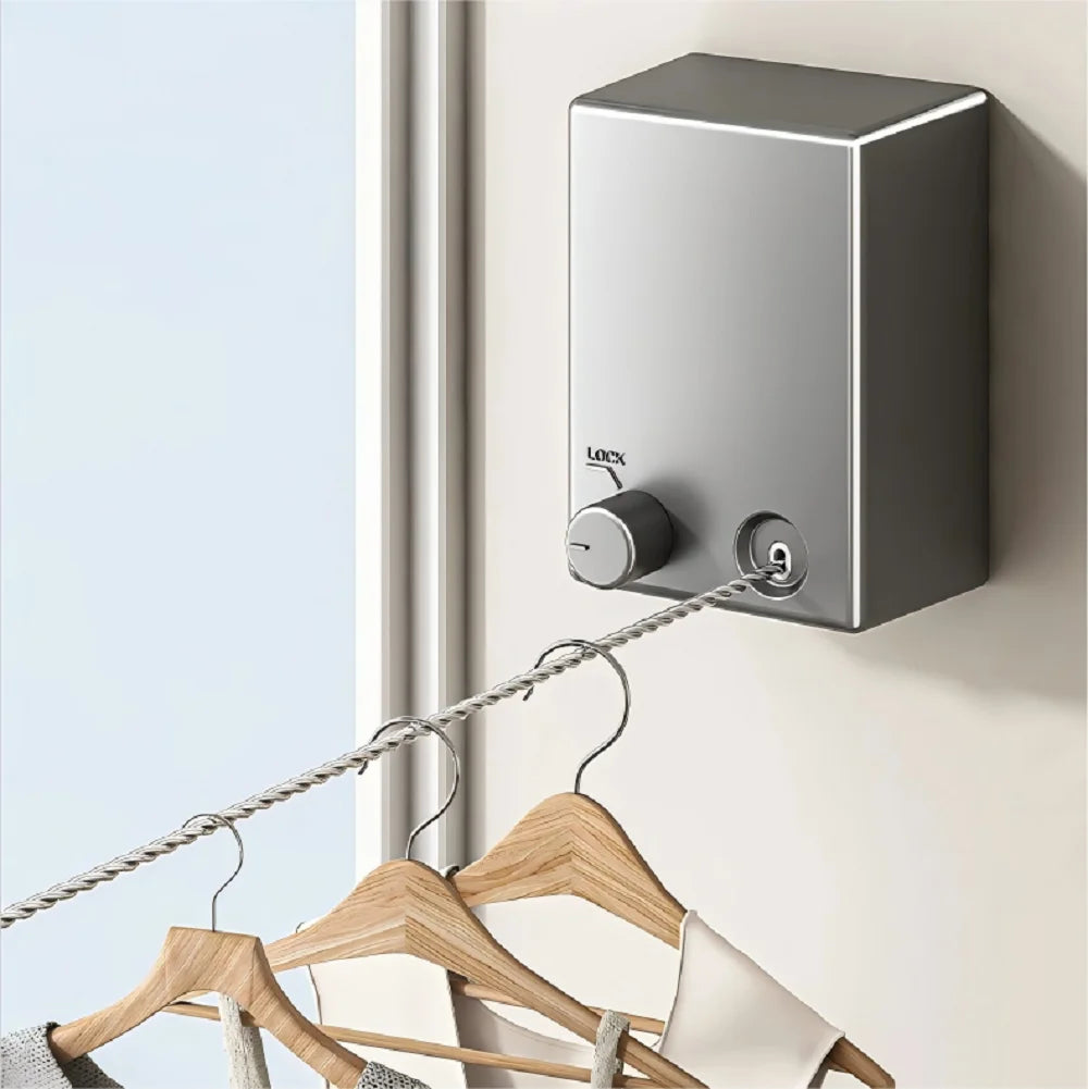 Wall Mounted Retractable Indoor Clothesline for Laundry Drying - 1