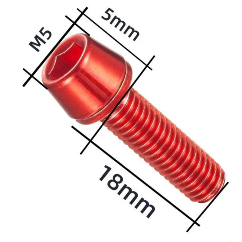 6-Piece M5x18mm Colored Bike Stem and Handlebar Bolt Set