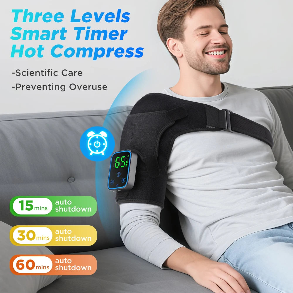 Wireless Heated Shoulder Massager with Vibration and App Control - 11