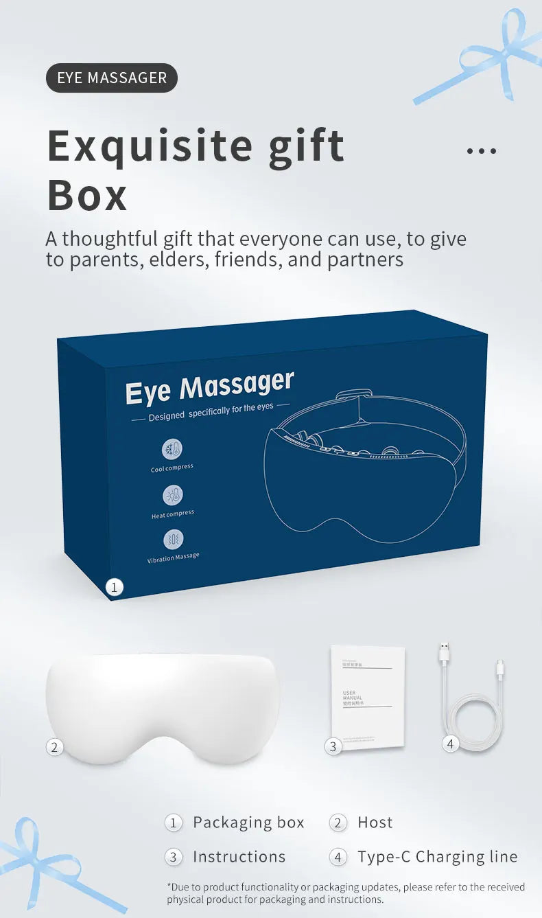 Smart Eye Massager with Cooling and Vibration for Eye Strain