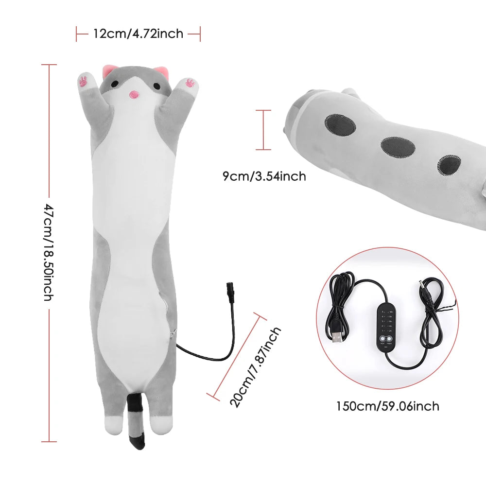 USB Heated Cat Plush Pillow with 5 Heat Settings and Timer