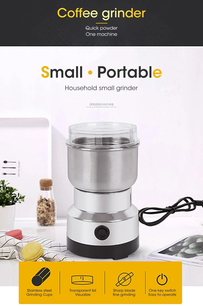 Compact Electric Stainless Steel Food and Coffee Grinder - 8