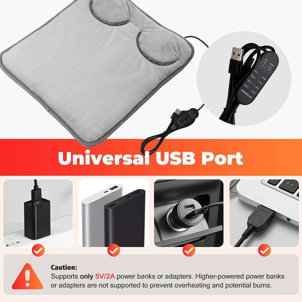 USB Heated Foot Warmer with Adjustable Temperature and Timer - 5