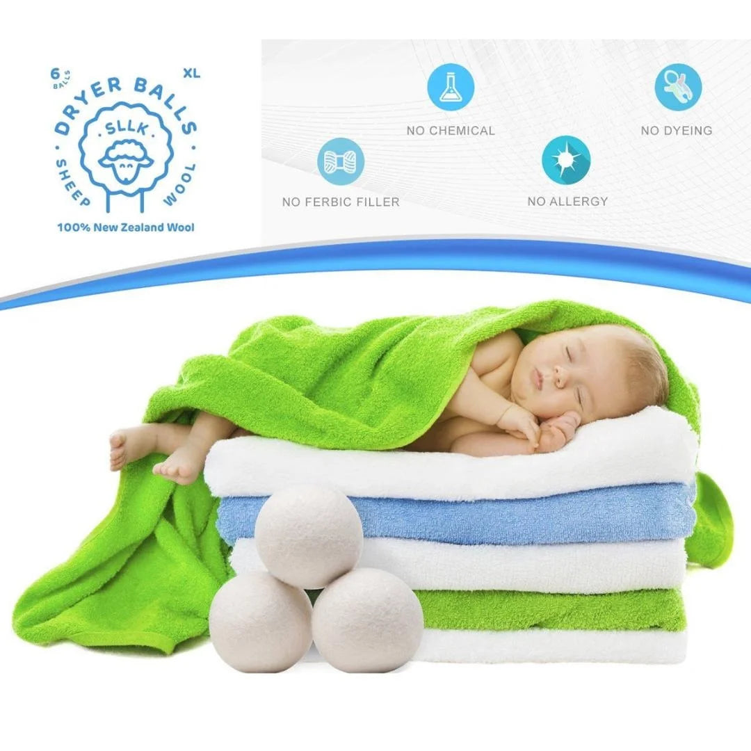 Reusable Wool Laundry Dryer Balls for Soft and Fluffy Clothes
