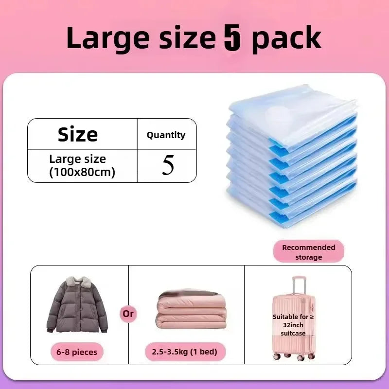 Vacuum Compression Storage Bags for Clothes and Bedding