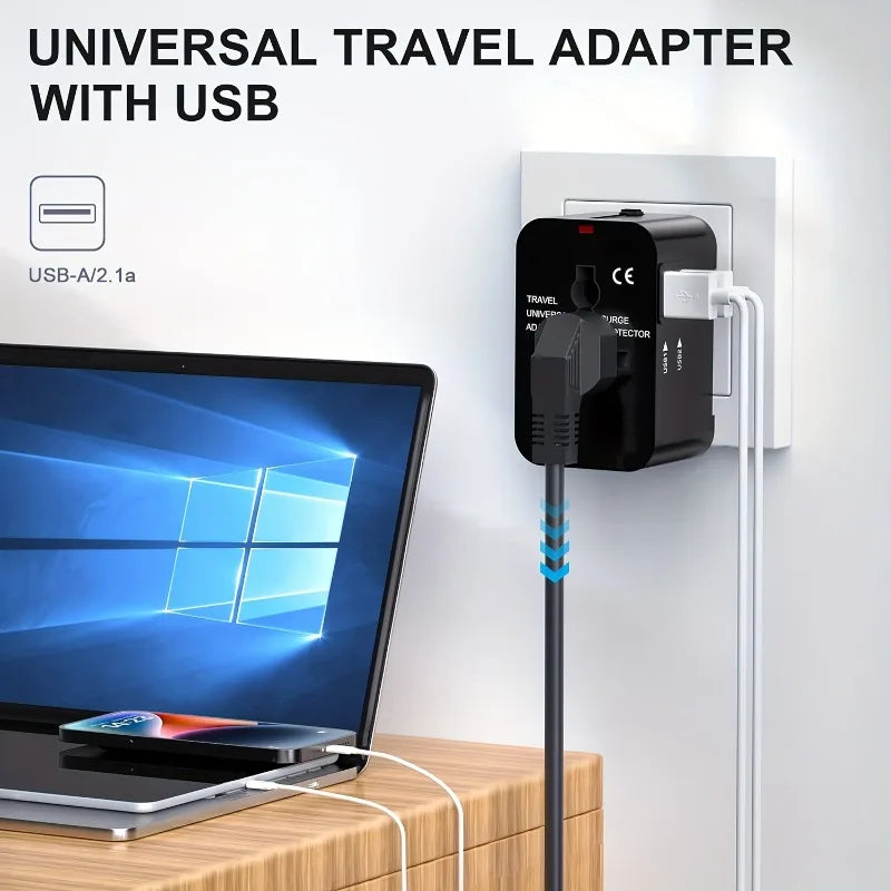 Universal Worldwide Travel Adapter with Dual USB Ports