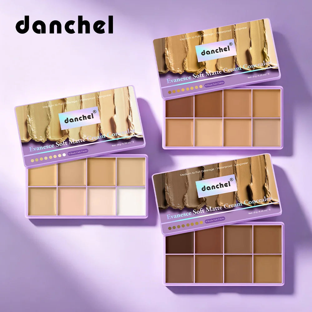 8-Shade Matte Cream Concealer Palette for Full Coverage
