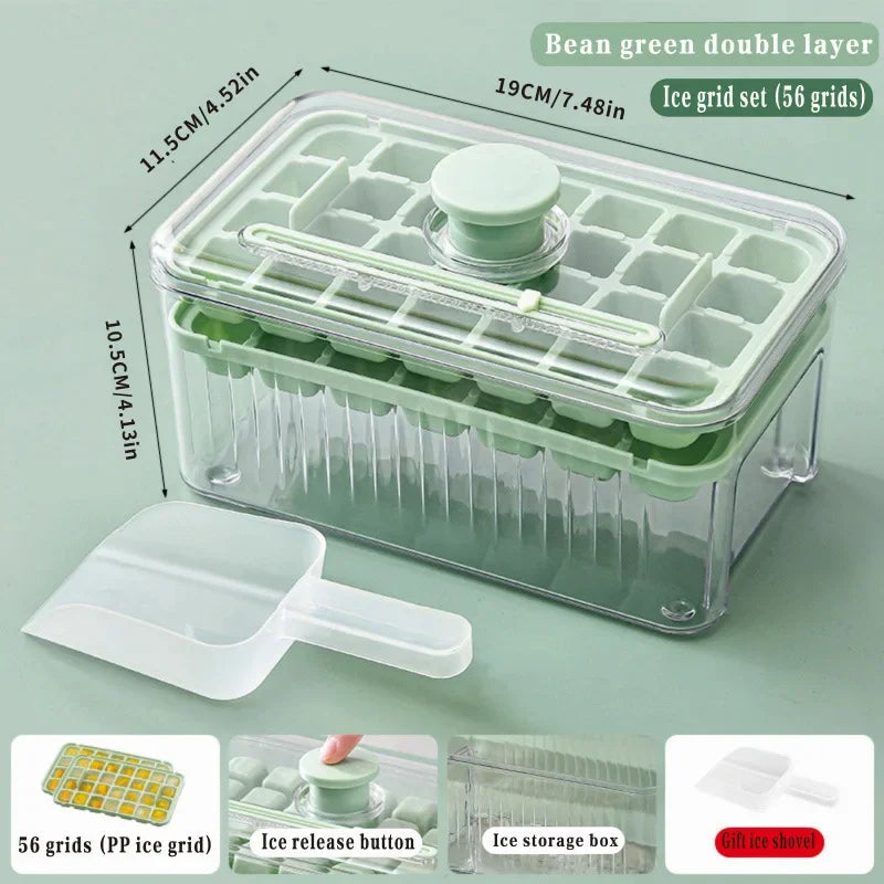 One-Press Easy Release Ice Cube Tray with Storage Box