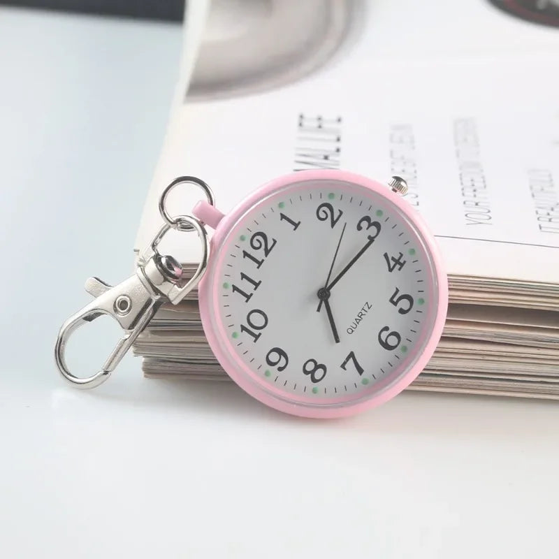 Portable Quartz Nurse Pocket Watch with Secure Keyring
