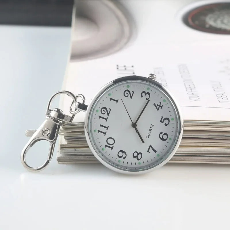 Portable Quartz Nurse Pocket Watch with Secure Keyring - 16