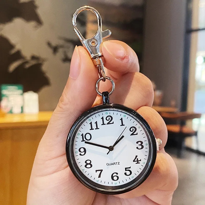 Portable Quartz Nurse Pocket Watch with Secure Keyring