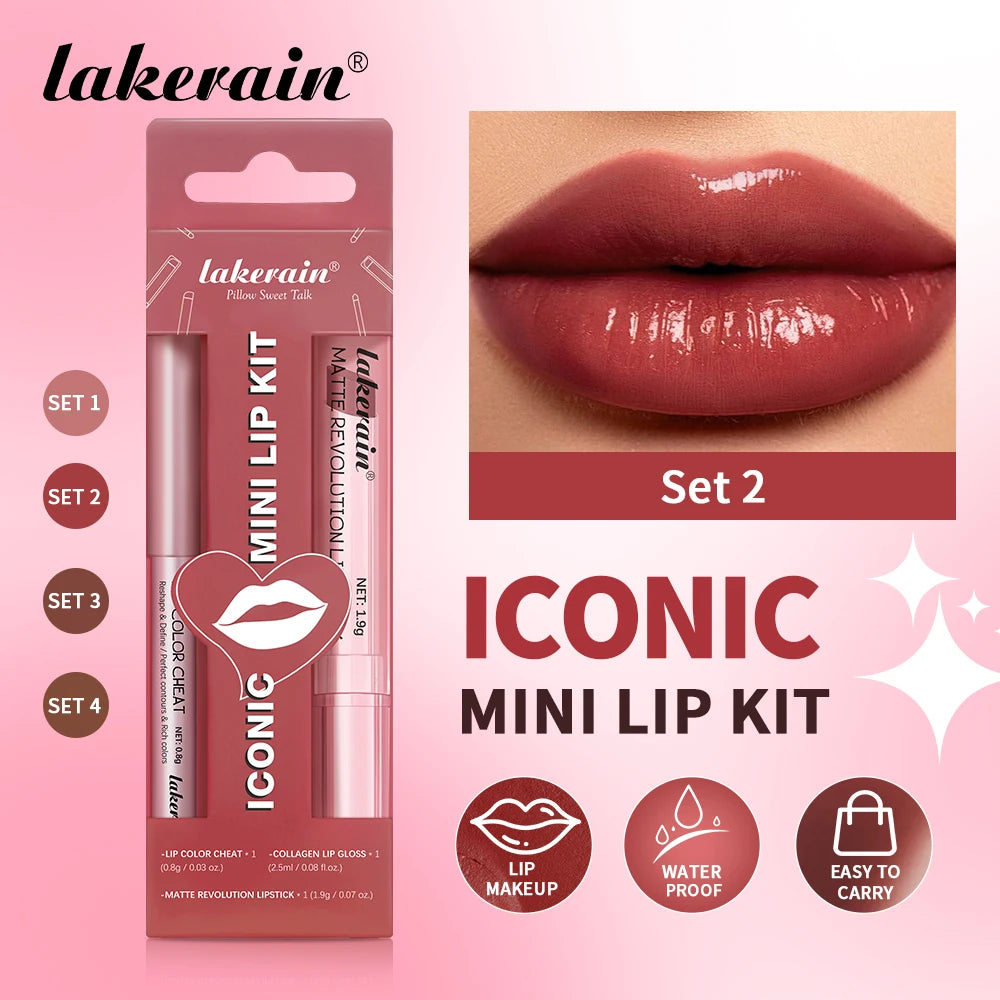 3-Piece Waterproof Matte Lip Makeup Set - 1