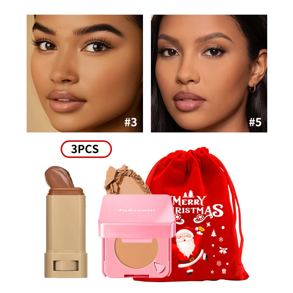 Matte Foundation Stick and Pressed Setting Powder Makeup Set