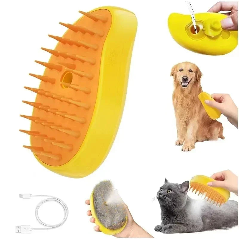 3-in-1 Steam Pet Grooming Brush for Cats and Dogs