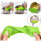 Universal Clip-On Silicone Pot Strainer for Kitchen