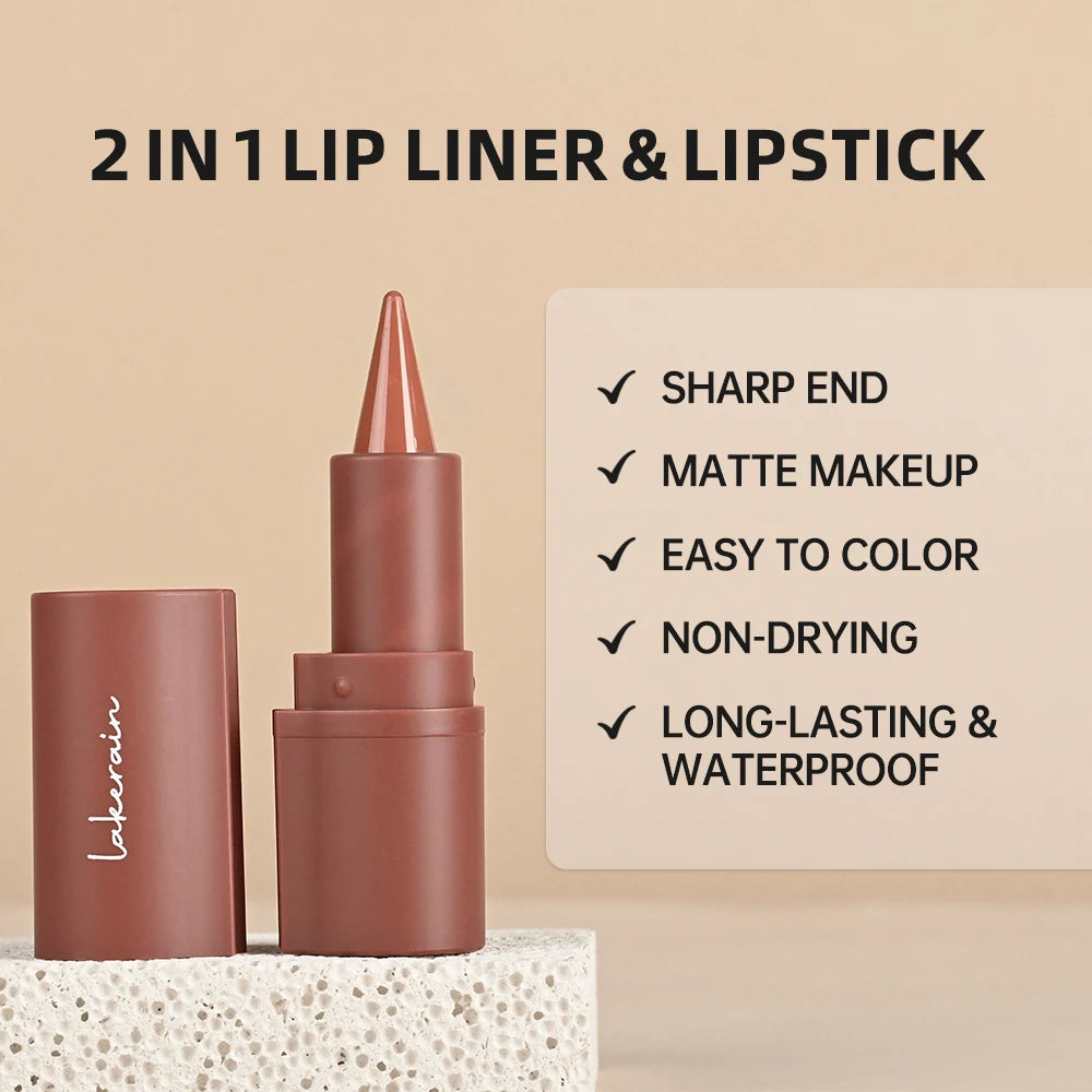 2-in-1 Waterproof Matte Lip Liner and Lipstick Crayon
