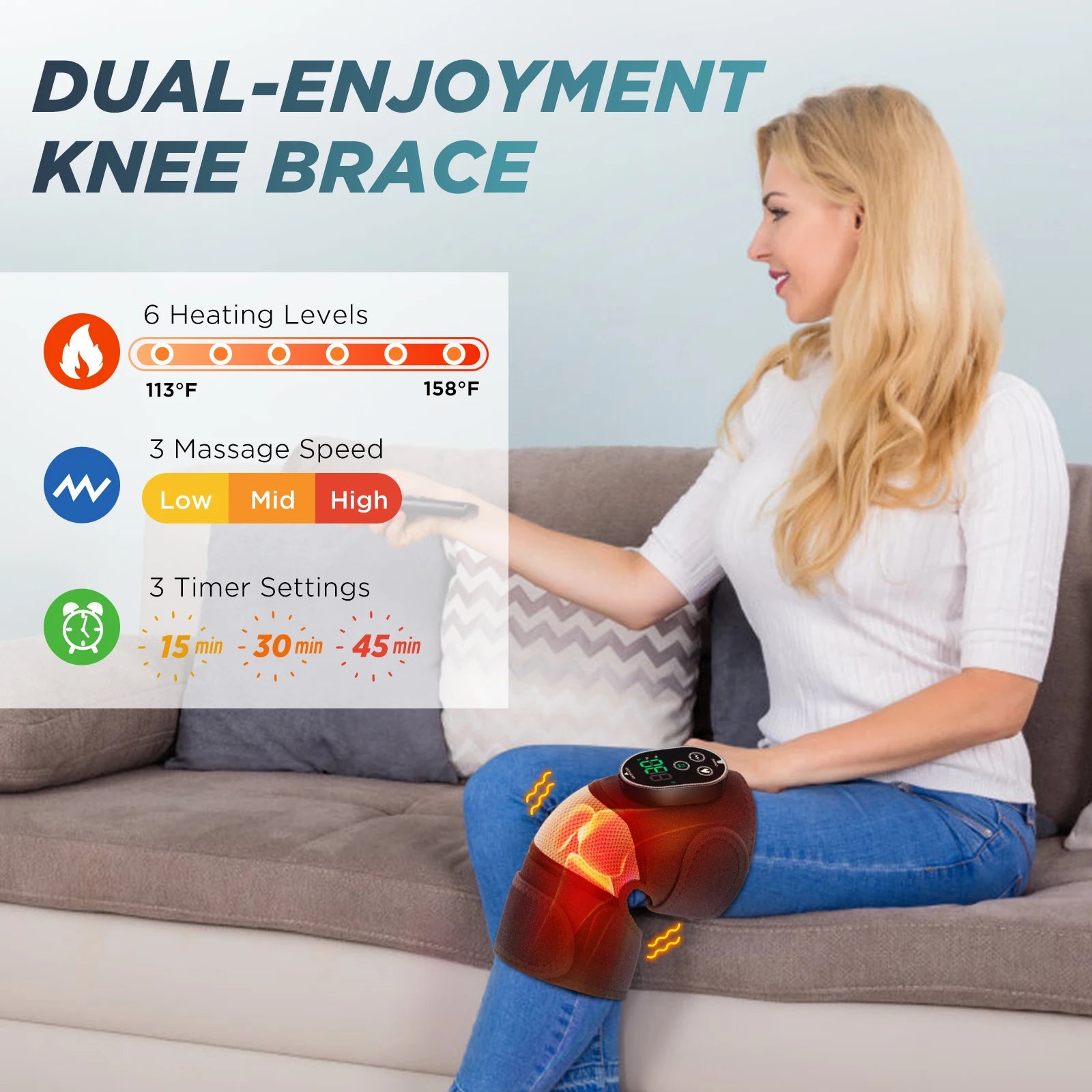 Heated Vibration Knee Massager Wrap for Joint Pain Relief - 2