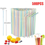 Flexible Multicolor Striped Drinking Straws for Parties and Events