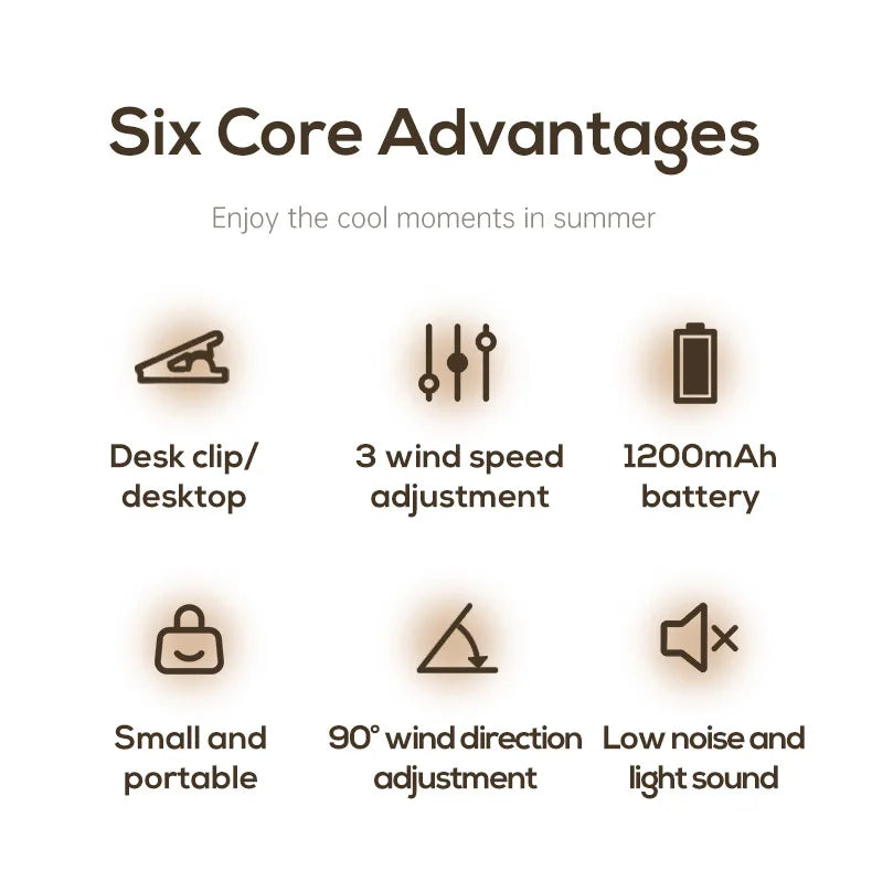 Portable USB Rechargeable Clip-On Cooling Fan
