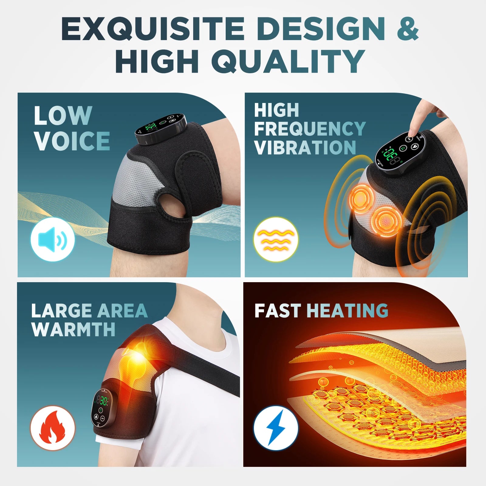Heated Vibration Knee Massager Wrap for Joint Pain Relief - 5