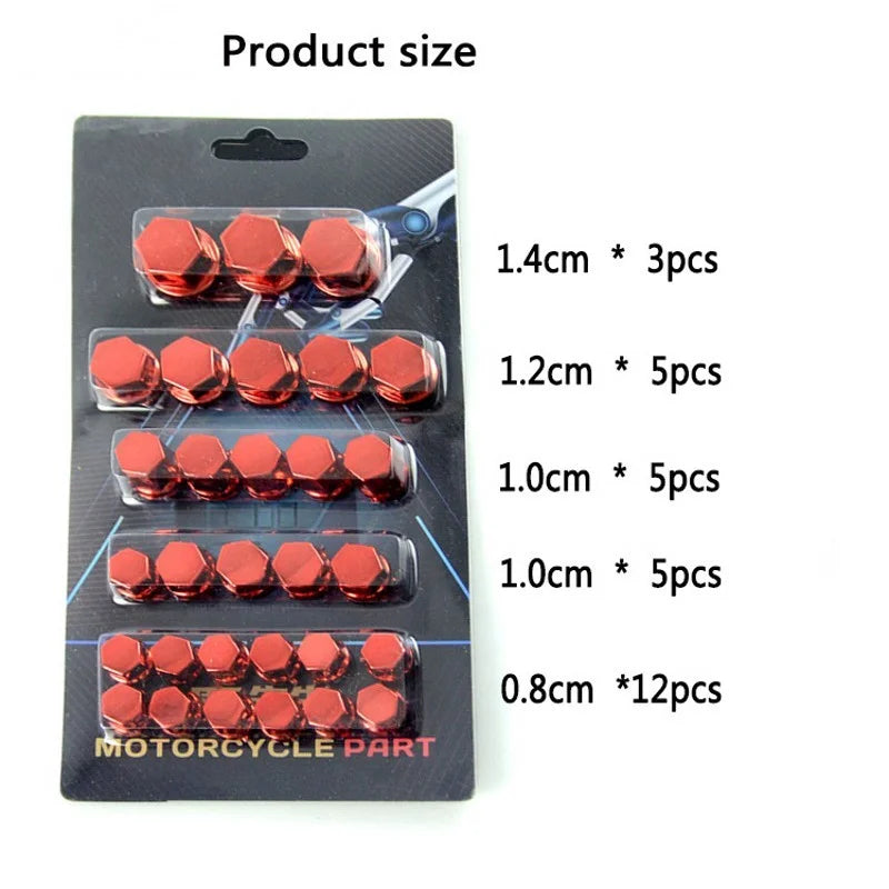 30-Piece Colorful Motorcycle Screw Nut Covers
