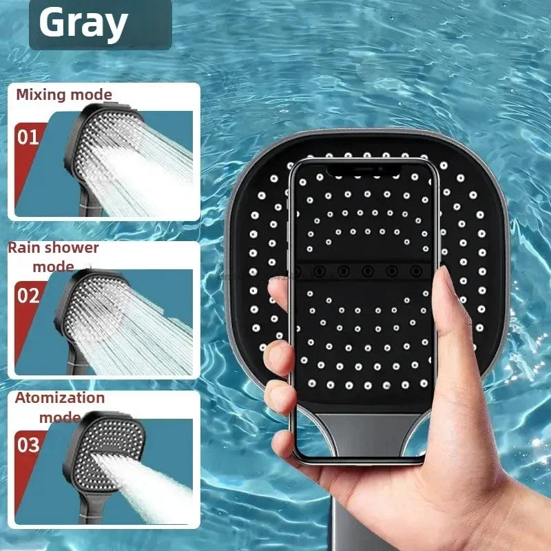 3-Mode Adjustable High-Pressure Handheld Shower Head - 15