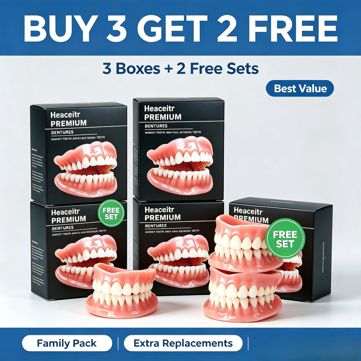 Custom Fit Silicone Comfort Dentures