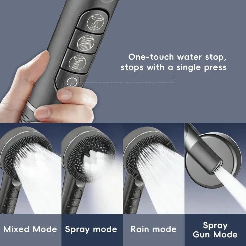 4-Mode High-Pressure Water Saving Handheld Shower Head - 10