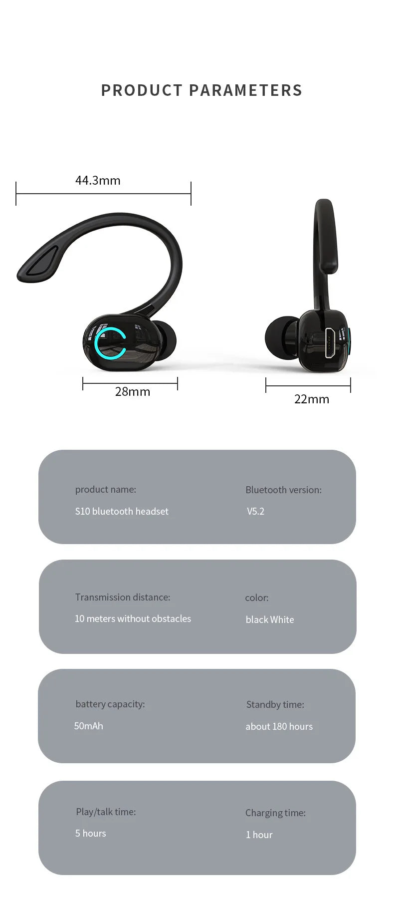 Wireless Ear-Hook Bluetooth Headset for Sports and Business - 23