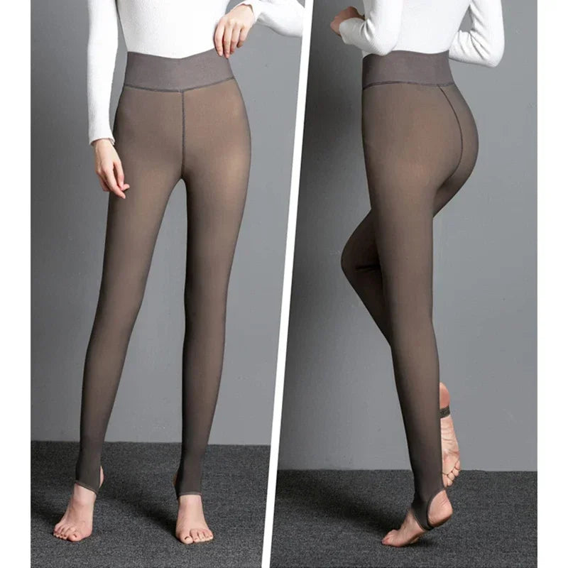Translucent Fake Skin Thermal Tights for Women - 2