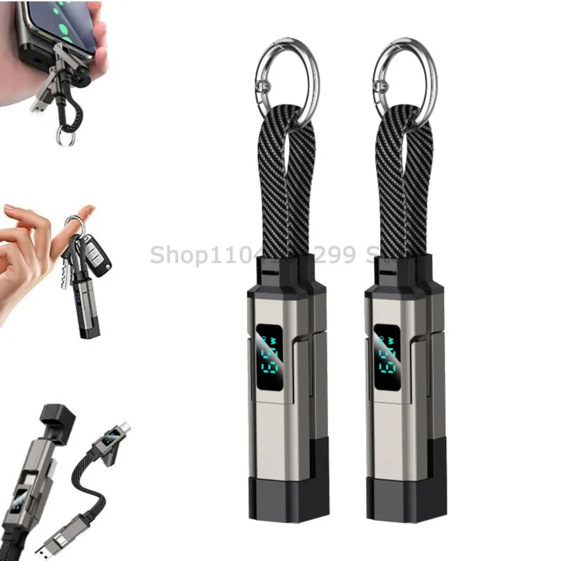 4-in-1 Fast Charging Keychain Cable with Digital Display