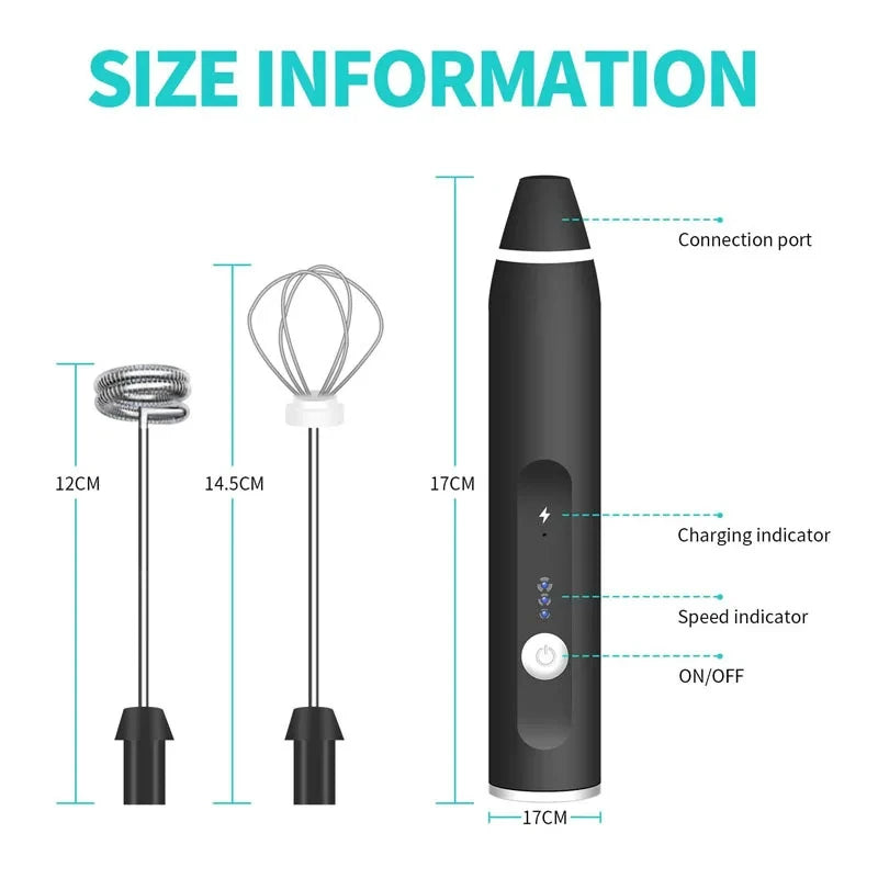 Rechargeable Electric Handheld Milk Frother and Whisk - 14