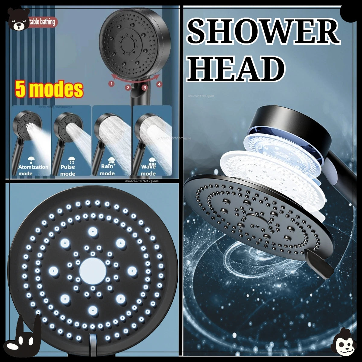 5-Mode High-Pressure Water Saving Shower Head