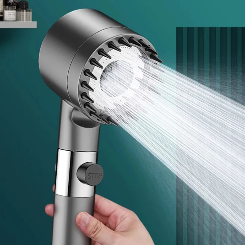 High-Pressure Adjustable Massage Shower Head with Filter - 1