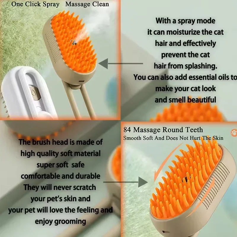 Steam Pet Grooming Brush for Cats and Dogs - 4