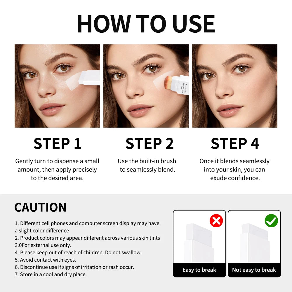 Dual-Ended Waterproof Foundation and Concealer Stick