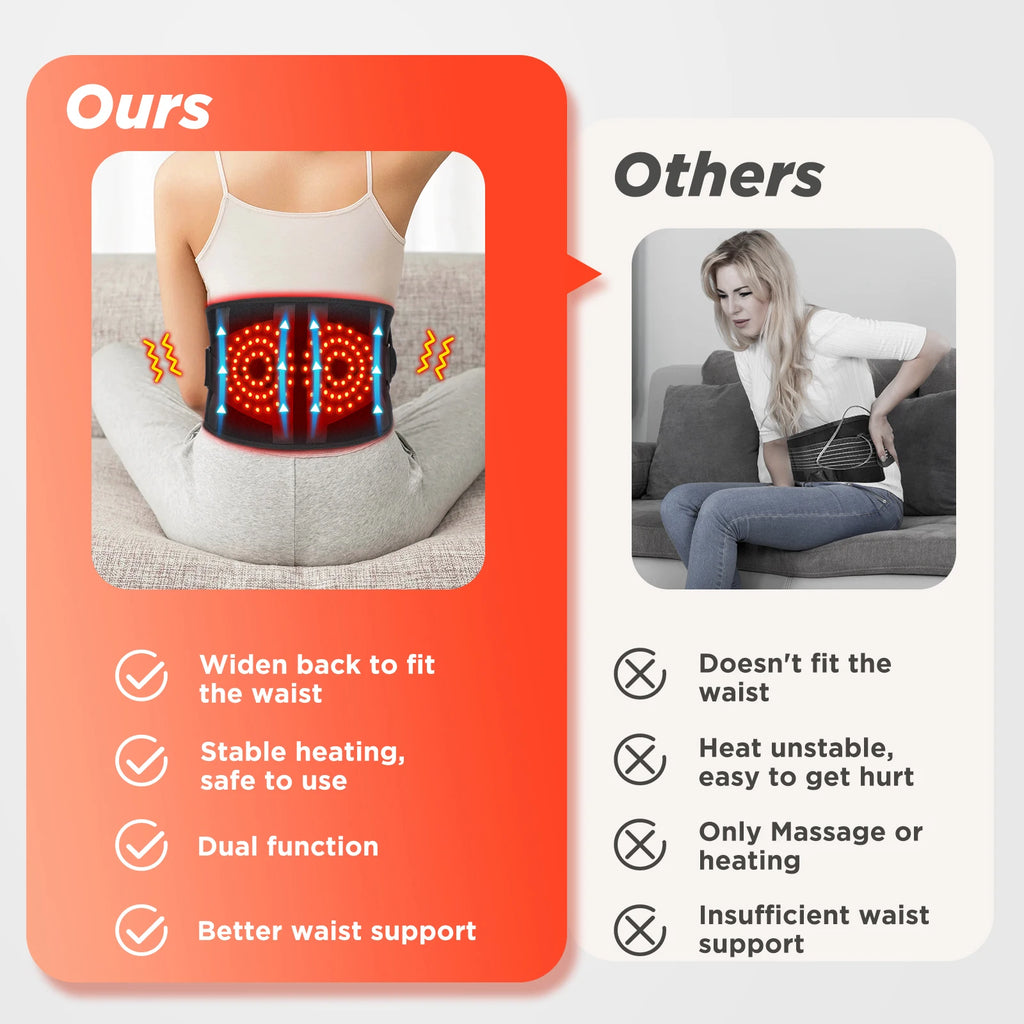 Heated Lower Back Massage Belt with Red Light Therapy