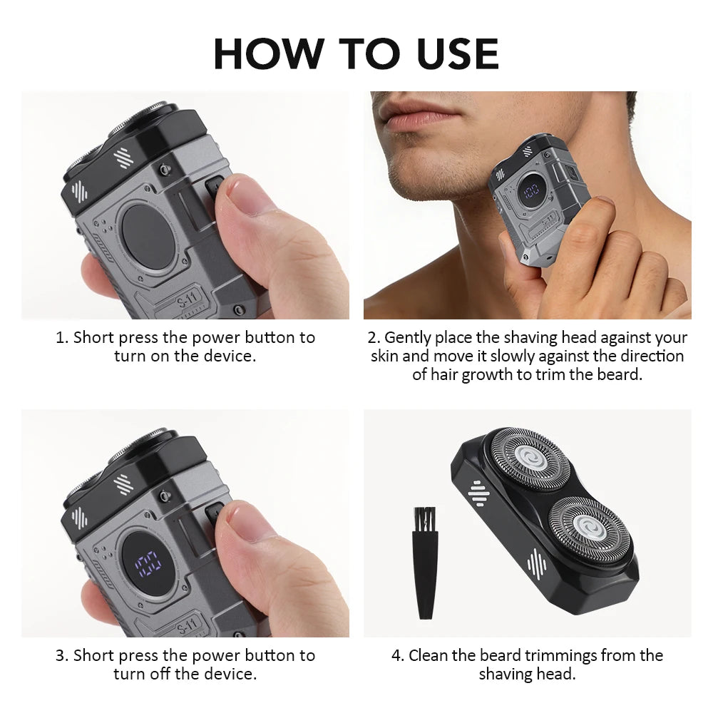 Portable Electric Dual Head Shaver for Men