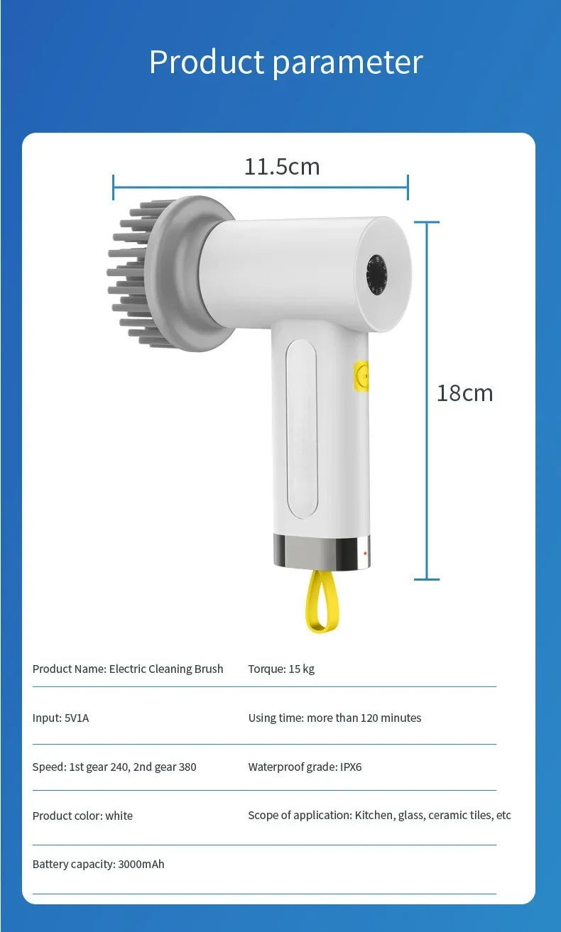 4-in-1 Electric Handheld Power Scrubber for Household Cleaning