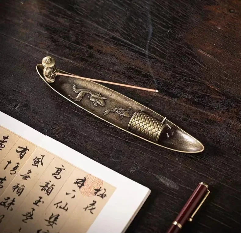 Ancient Style Boat Incense Stick Holder for Aromatherapy
