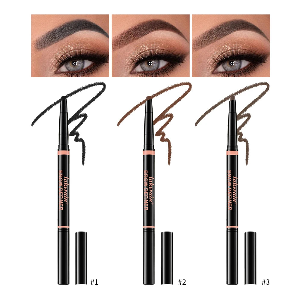 Waterproof Triangular Tip Eyebrow Pencil with Grooming Brush - 21