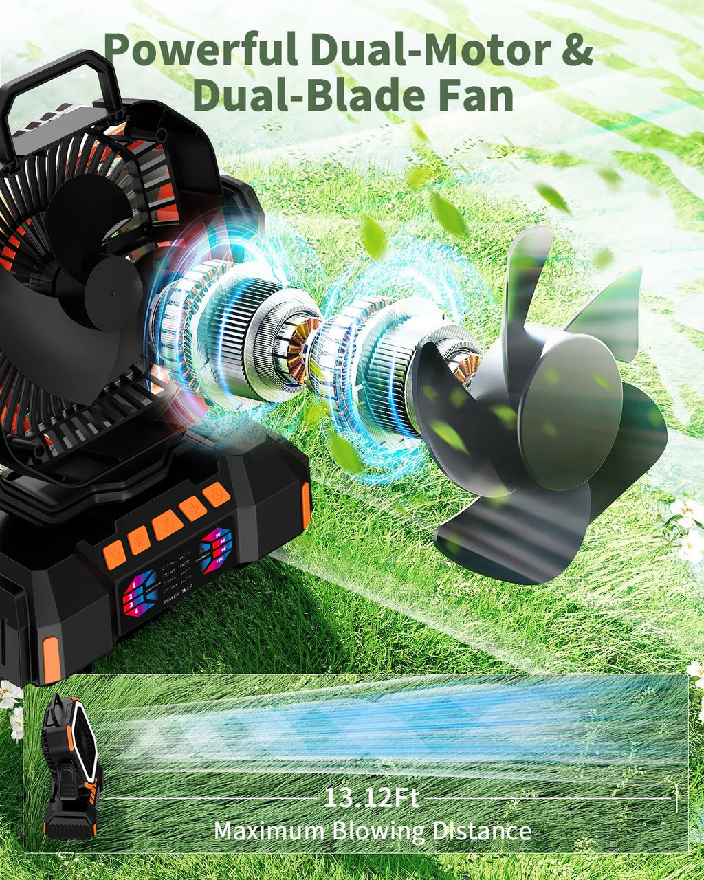 Portable Camping Fan with 40000mAh Power Bank & LED Light