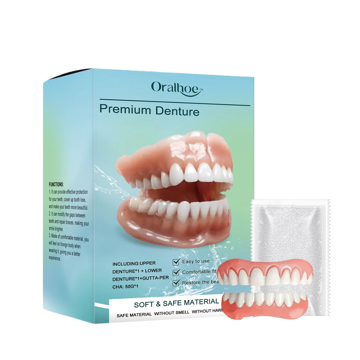 Temporary Silicone Cosmetic Denture Set for Smile Improvement