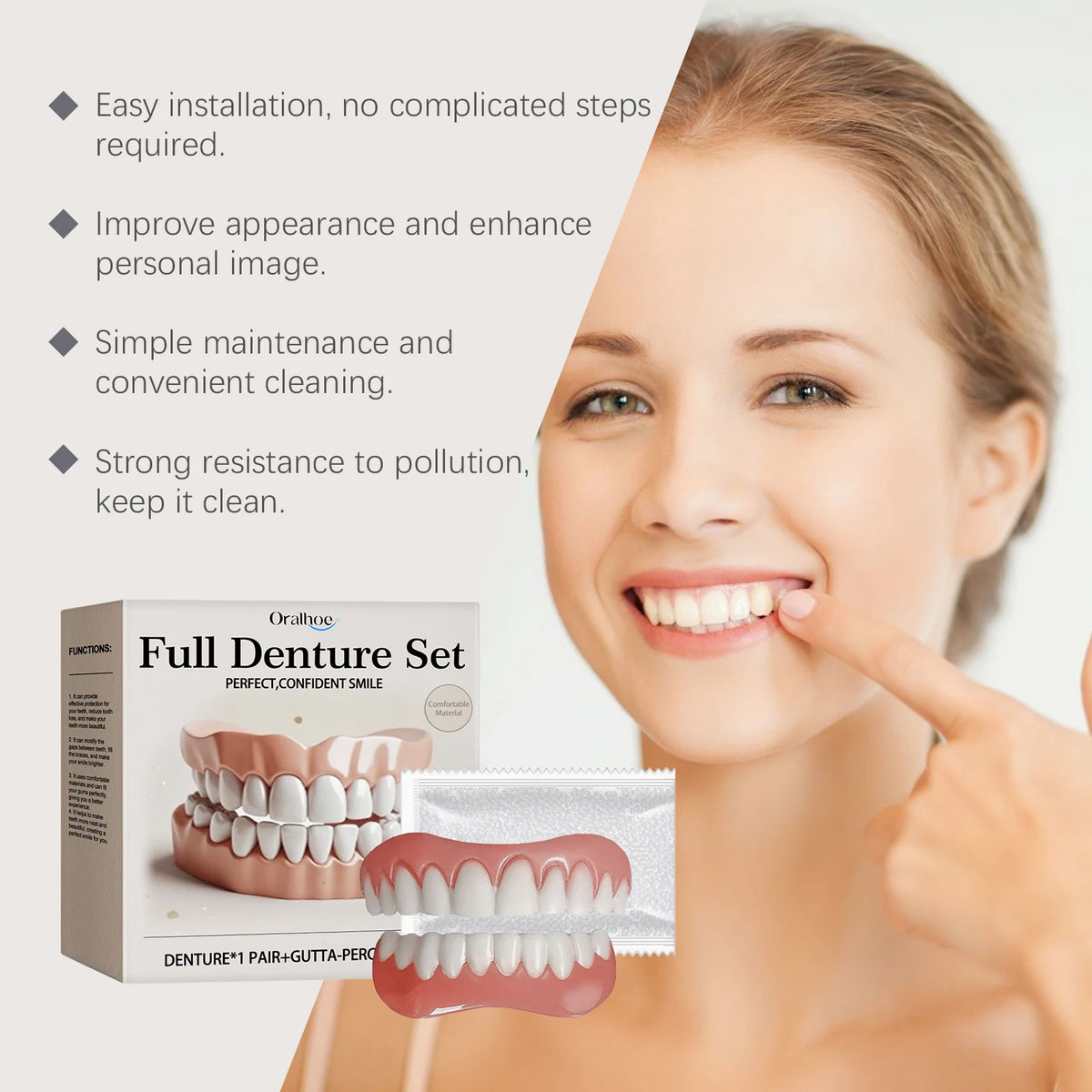 Temporary Silicone Denture Set for Instant Smile Restoration
