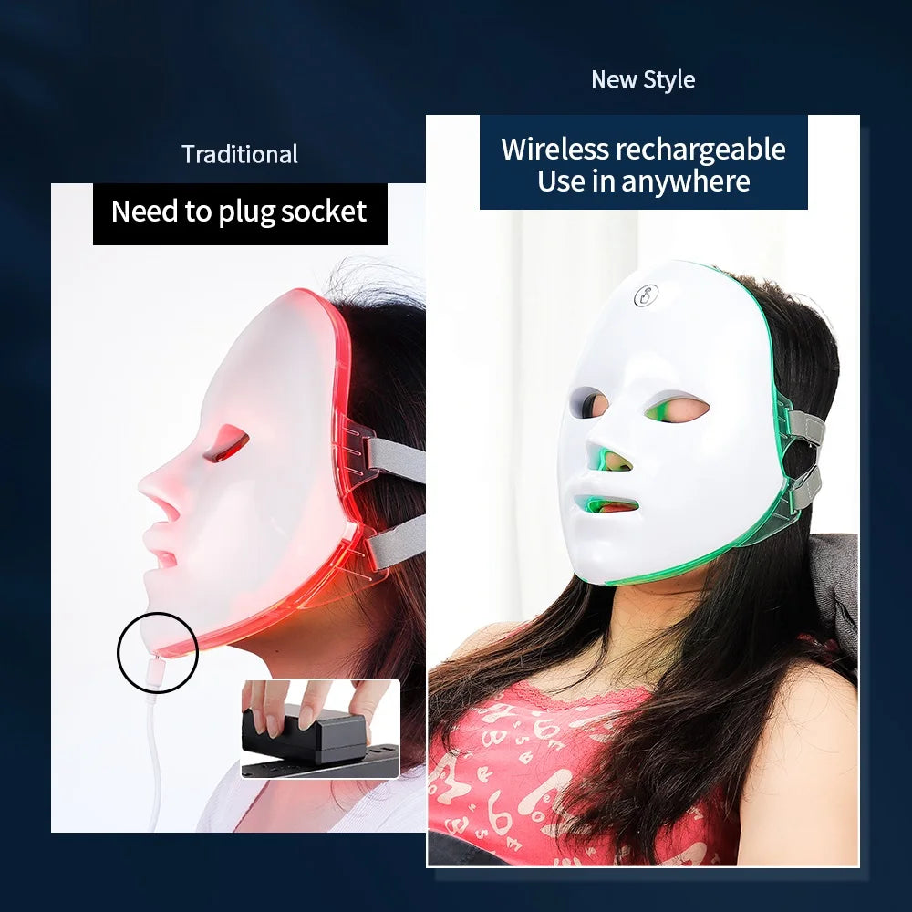 7-Color Rechargeable LED Facial Mask for Skin Rejuvenation - 9