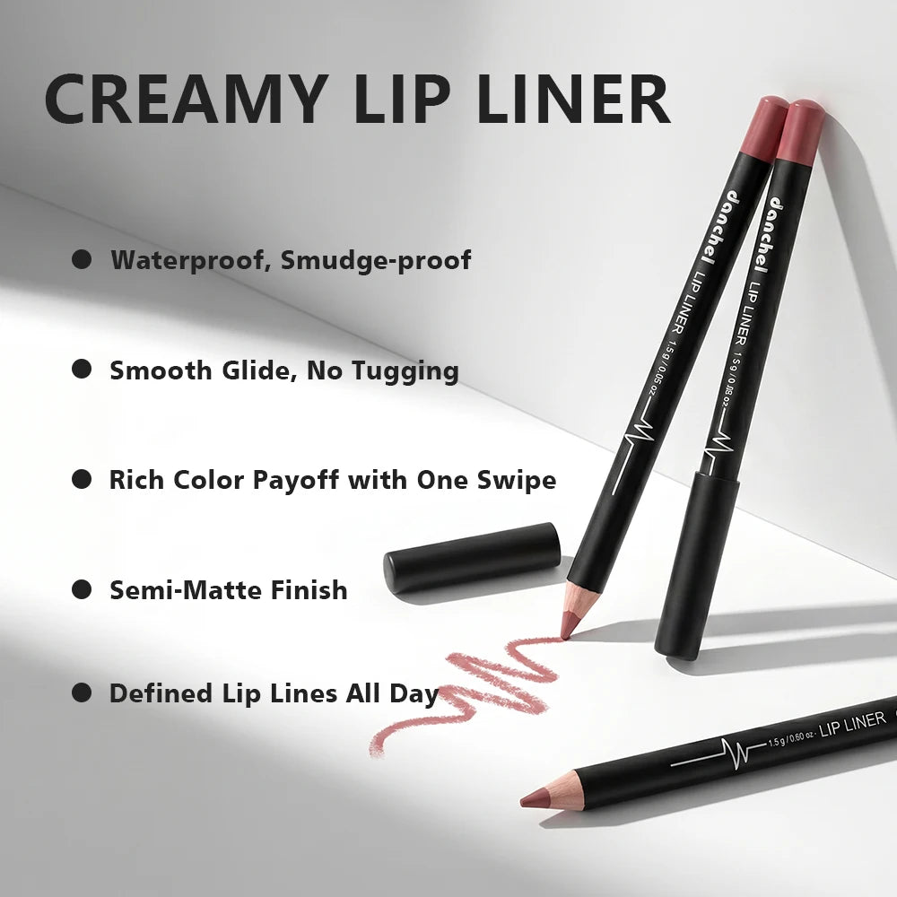 Professional 12-Color Waterproof Lip Liner Pencil Set - 7